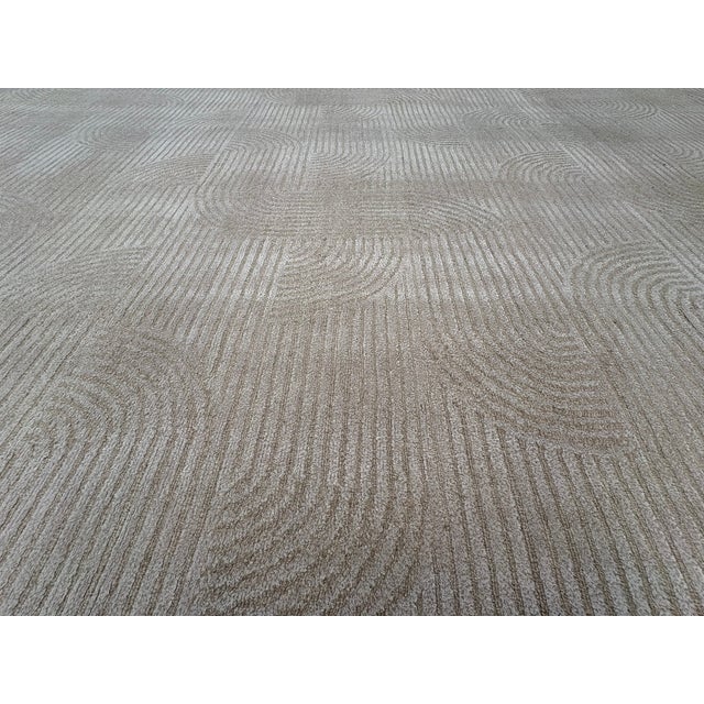 Contemporary Rh Tulsi Wool & Silk Rug – 12' × 15' Wheat | Hand-Knotted Wool & Silk | Made in Nepal For Sale - Image 3 of 18