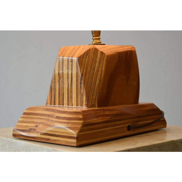 Vintage Sculptural Laminated Wood Table Lamp, Circa 1970s For Sale - Image 9 of 12