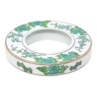 Vintage Hand-Painted Green Flowers Ashtray by Gold Imari For Sale