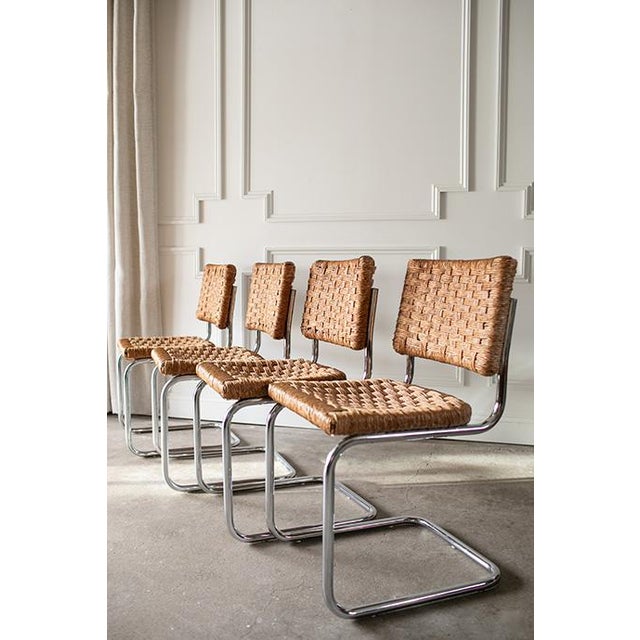 1970s Mid-Century Natural Woven and Chrome Cesca Cantilever Dining Chairs, Set of Four For Sale - Image 14 of 14