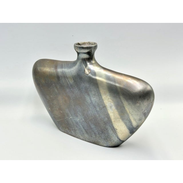 Mid-Century Modern Mid-Century Flat Bottle in Aluminium with Patina, 1970s For Sale - Image 3 of 14