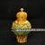 Ornate Gilt Ginger Jar, Green Enamel & Jewel Inlay Lidded Vessel, Chinoiserie Tabletop Decor For Sale In Los Angeles - Image 6 of 9