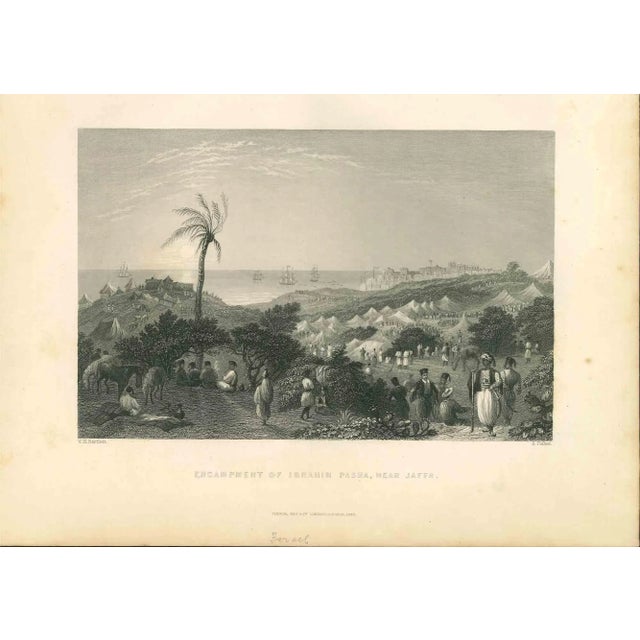 The Encampment of Ibrahim Pasha is an original modern artwork realized in the mid-19th Century. Original B/W Lithograph on...