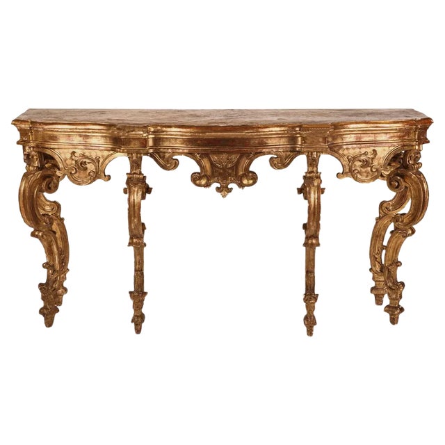18th Century Italian Giltwood Console Table For Sale