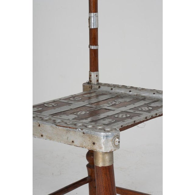 20th Century Chair with Hammered Metal Decoration For Sale - Image 5 of 12