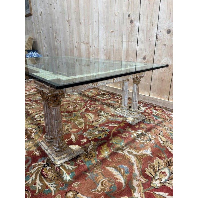 Coffee Table with Corinthian Columns and Glass Top For Sale - Image 6 of 10