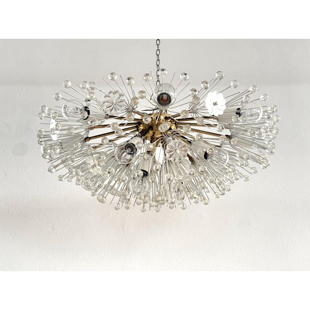 Gold Large Brass and Glass Snowflake Sputnik Starburst Flush Mount from Rupert Nikoll, 1970s For Sale - Image 8 of 18