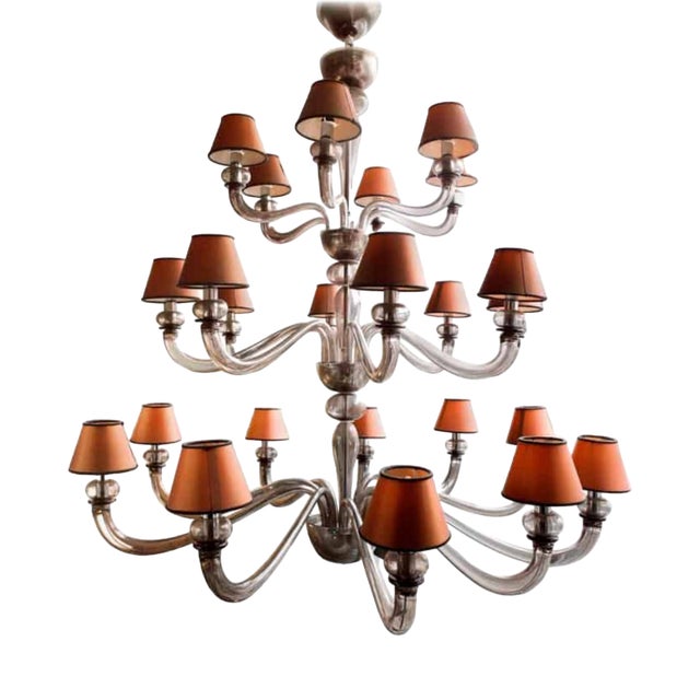 Large Vintage Murano Glass Chandelier, 1980s For Sale