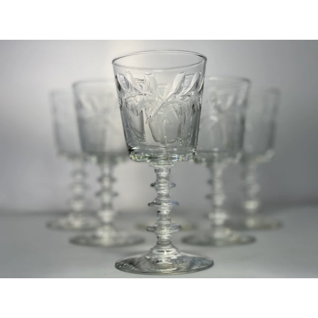 Mid-Century Modern Vintage 1940’s Rock Sharpe Victoria Small Wine or Cordial Stemware- Set of 6 For Sale - Image 3 of 11