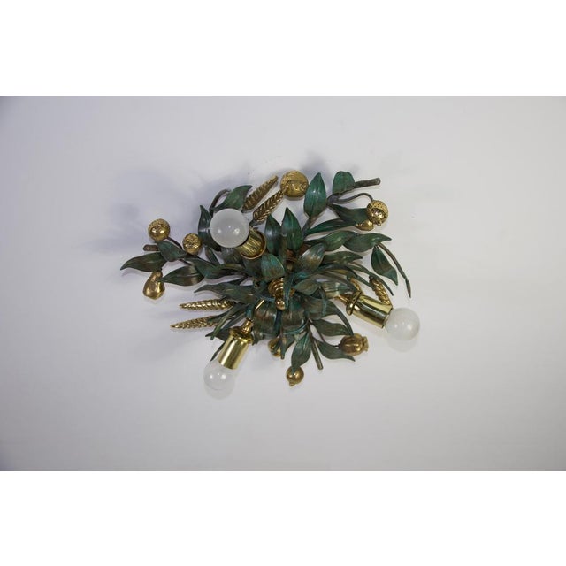 Metal Heavy Flower Shape Green Flush Mount attributed to Hans Möller, Germany, 1960s For Sale - Image 7 of 14