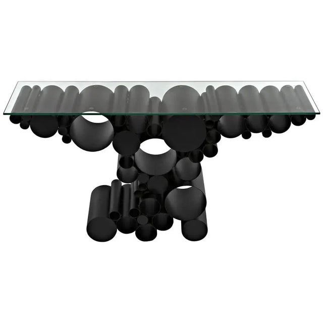 Noir NOIR Paradox Console, Black Iron with Glass Top For Sale - Image 4 of 6