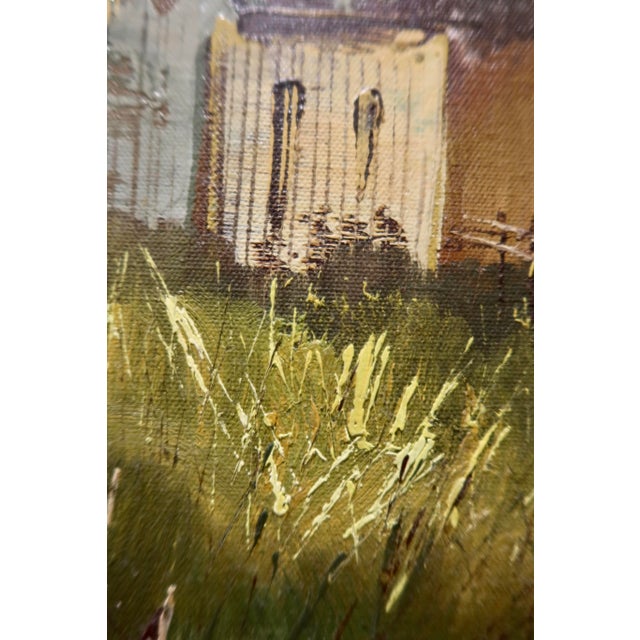 Vintage Original Barn Landscape Oil Painting, Signed and Framed For Sale - Image 4 of 6