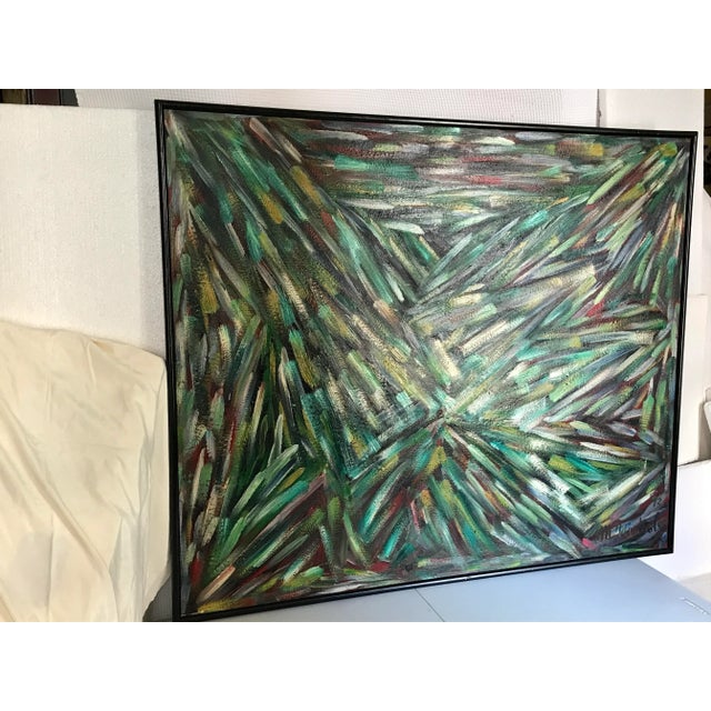 1990s Emerald Symphony Original Abstract Oil Painting by Monique Nichols For Sale - Image 5 of 12