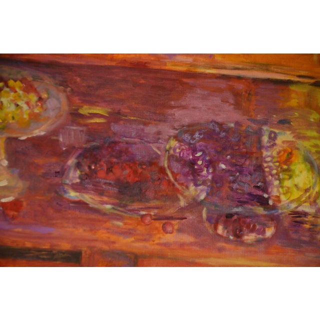 Jean-Claude Thuillier, Post-Impressionist Still Life of Cherries in the Cupboard, 2001, Oil on Canvas For Sale - Image 6 of 9
