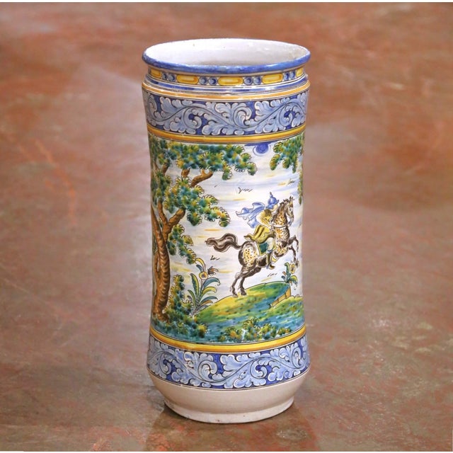 Decorate an entryway or mudroom with this colorful mid-century majolica umbrella stand. Crafted in Italy circa 1950, the...