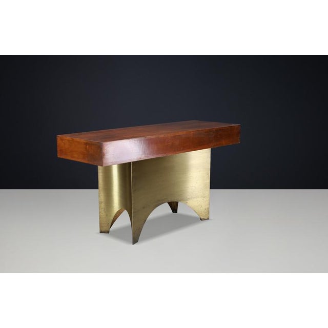 Italian Walnut Console with Brass Base, 1950s For Sale - Image 15 of 18