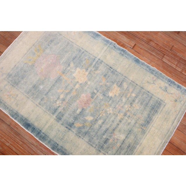 Early 20th Century Powder Blue Chinese Rug - 3'2" x 4'9" For Sale - Image 13 of 18