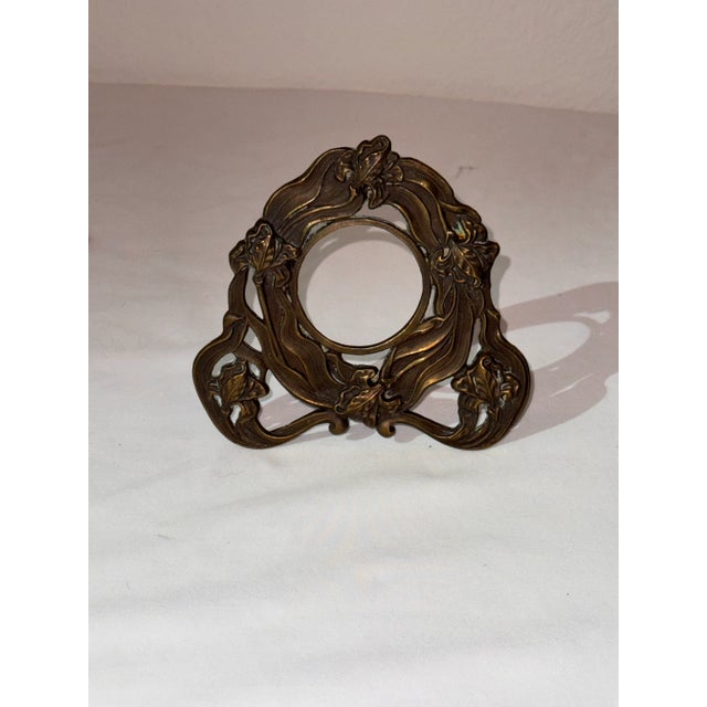 Art Nouveau Antique Art Nouveau Gilt Bronze Pocket Watch Stand For Sale - Image 3 of 6