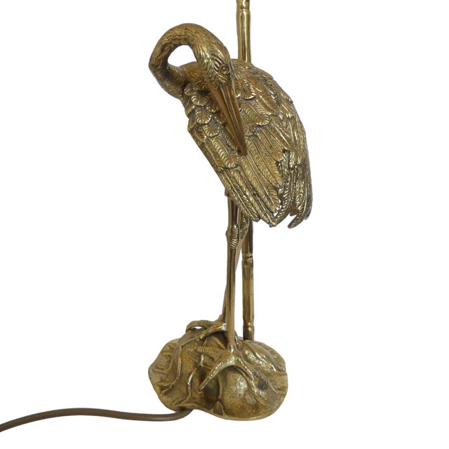 Impressive figurative table lamp. Depiction of a crane. Gilded bronze in the Hollywood Regency style. I have official...