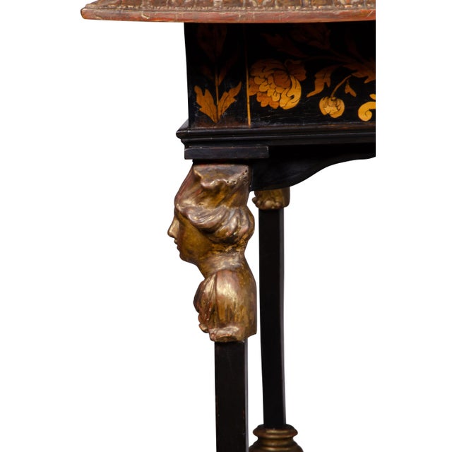 Louis XIV Marquetry and Ebonized Writing / Center Table For Sale - Image 4 of 13