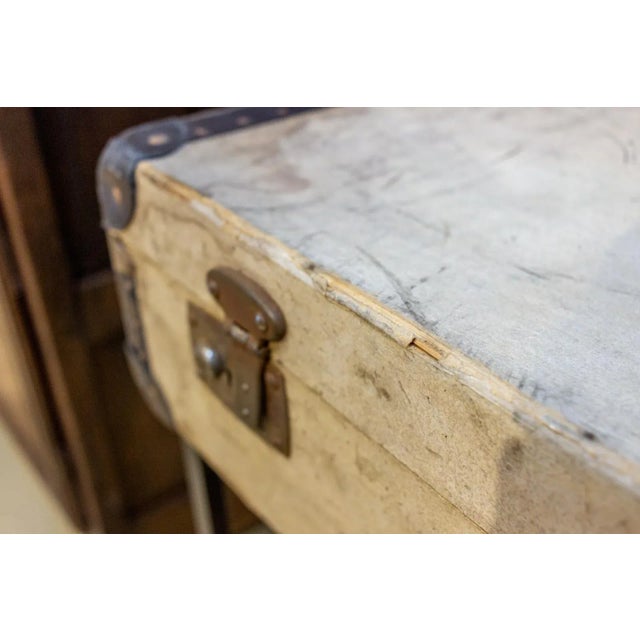 Bar Table Crafted With Vintage French Luggage & Custom Iron Base For Sale - Image 10 of 13