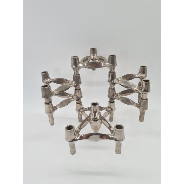Metal Space Age Modular Candleholders by Nagel Stoff, 1970s, Set of 7 For Sale - Image 7 of 9