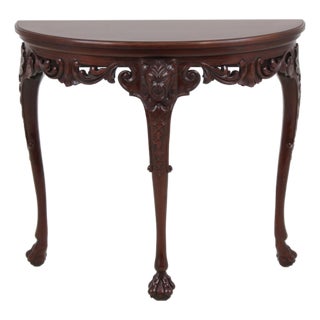 Baker Carved Mahogany Paw Foot Console Table For Sale