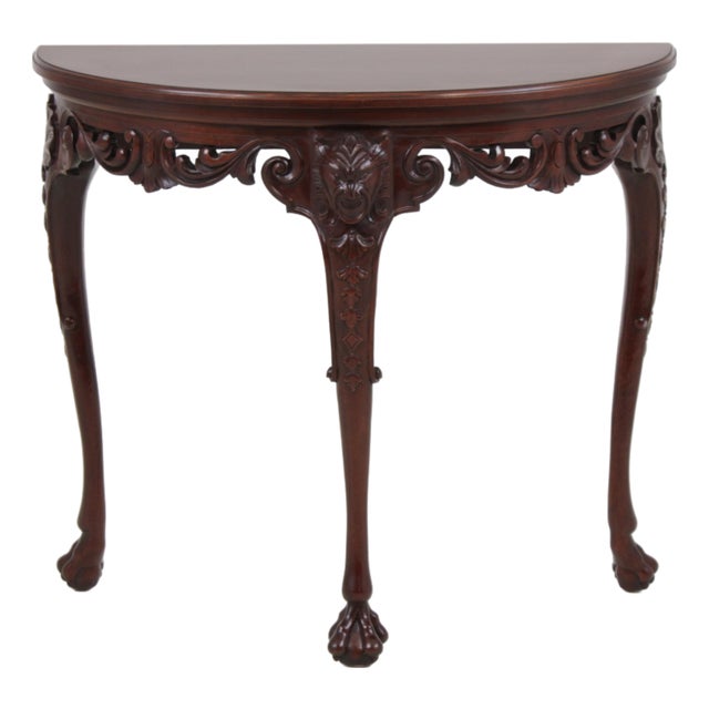 Baker Carved Mahogany Paw Foot Console Table For Sale