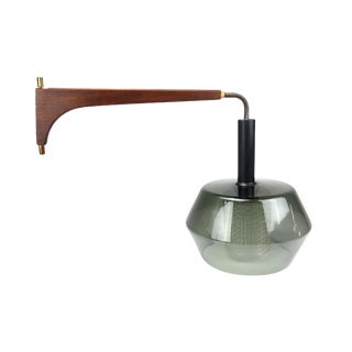 1960s Danish Modern Teak & Smoked Glass Pendant Lamp For Sale