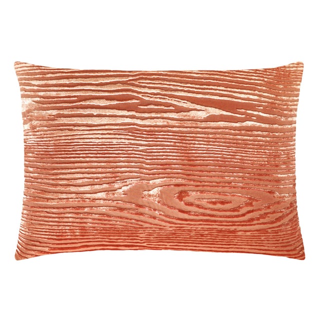 Contemporary Kevin O'Brien Woodgrain Mango Cut Velvet 14 x 20" Pillow For Sale - Image 3 of 3