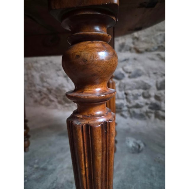 Antique French Round Walnut Dining Table, 1880s For Sale - Image 11 of 18
