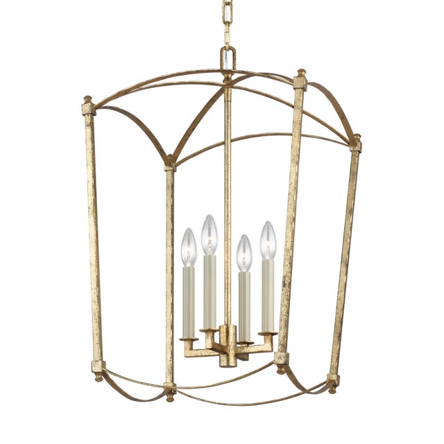 English Sean Lavin by Visual Comfort Studio Thayer Medium Lantern, Antique Gild For Sale - Image 3 of 5