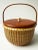 American Vintage Signed Nantucket Lightship Basket – Handcrafted With Lid, Bone Handle & Geometric Pattern For Sale - Image 3 of 9