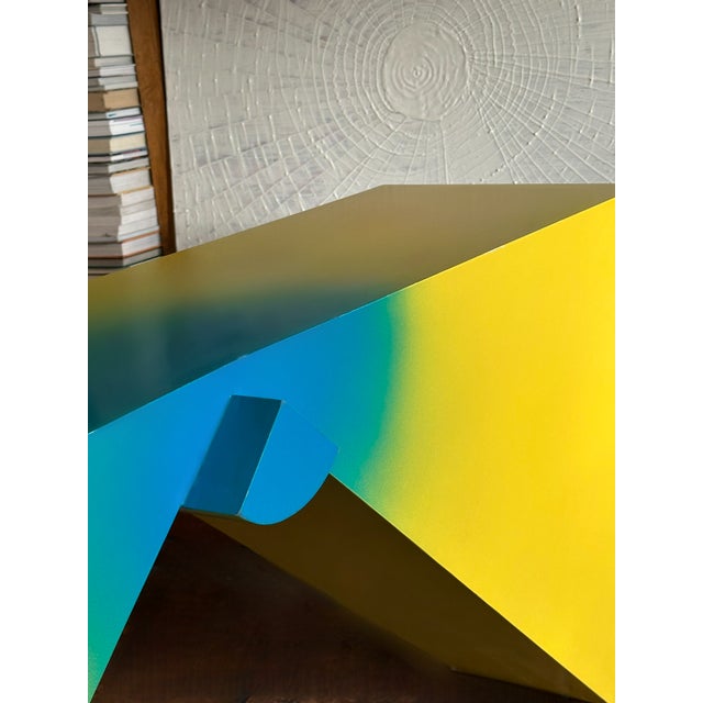 Canary Yellow The "Origami" Console: Rare Rafael De Cárdenas Sculptural Table – Limited Edition, Attributed For Sale - Image 8 of 14