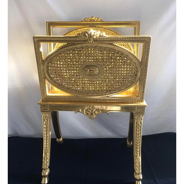 1900 - 1909 Antique French Gilt Painted Magazine Rack For Sale - Image 5 of 12