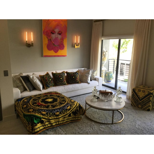 Italian Italian Gold/Black Velvet Throw Made From Upholstery Fabric For Sale - Image 3 of 12