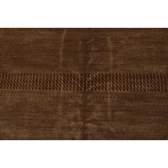 2020s Fine Contemporary Rug 9’1” X 9’2” Brown Wool Hand-Knotted Carpet For Sale - Image 5 of 13