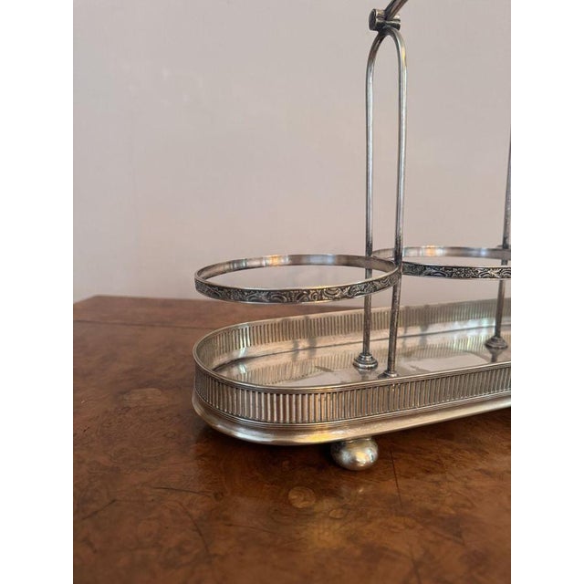 1900 - 1909 Antique Edwardian Glass Decanters and Silver Plated Stand, 1900, Set of 4 For Sale - Image 5 of 7
