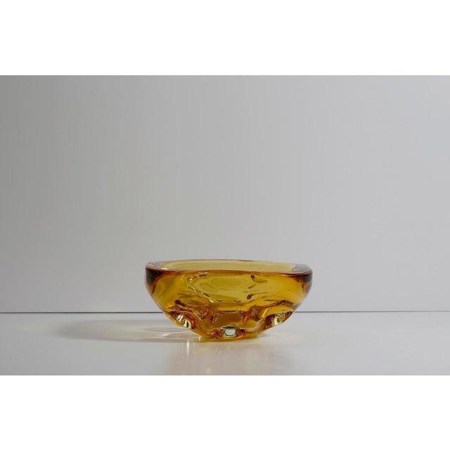 Dimpled Amber Murano Glass Bowl by Galliano Ferro, Italy, 1960s For Sale - Image 10 of 11