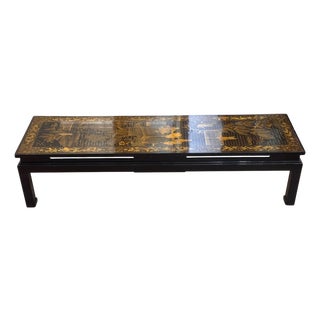 Chinese Lacquer Screen Panel Mounted as a Low Table For Sale