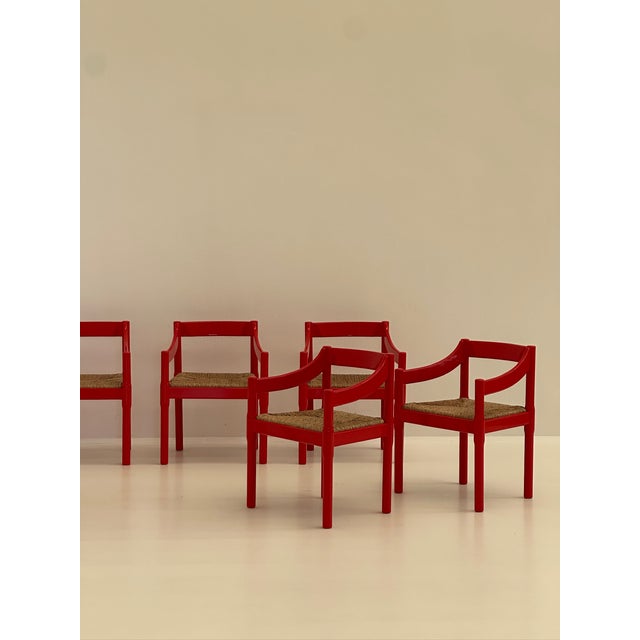Red Model Carimate Dining Chairs by Vico Magistretti for Cassina, 1960s, Set of 6 For Sale - Image 6 of 16
