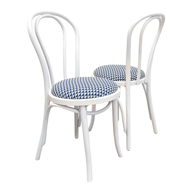 White Bentwood Cafe Chairs - A Pair For Sale
