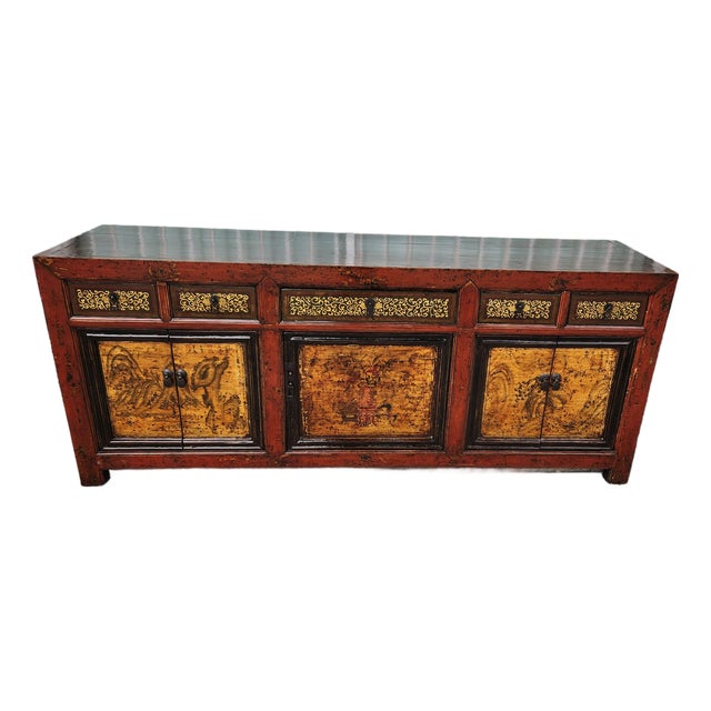 1950s Head Painting Sideboard Buffet For Sale