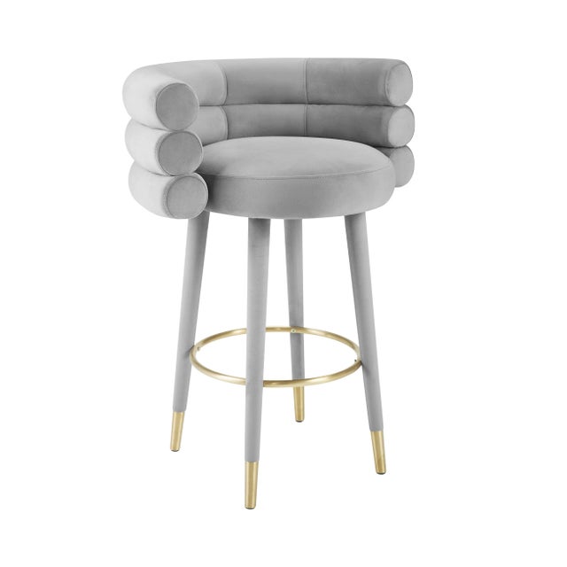 Betty Grey Velvet Bar Stool For Sale In Los Angeles - Image 6 of 6