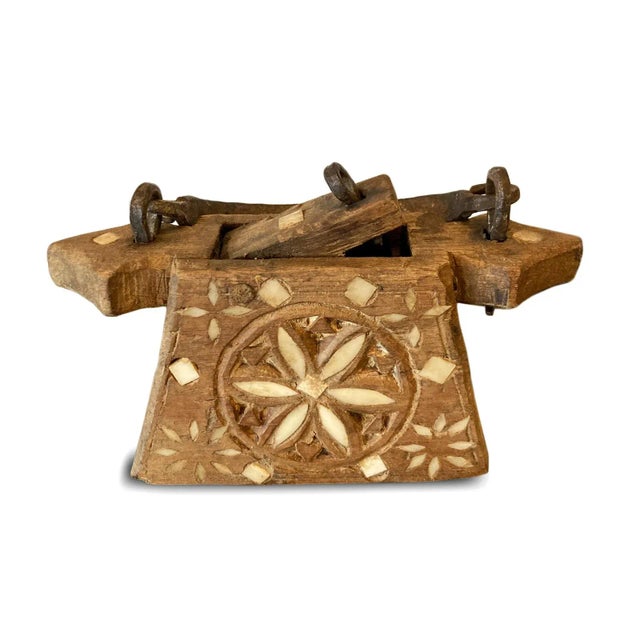 Indian Vintage India Wood Carved Oil Pot For Sale - Image 3 of 3