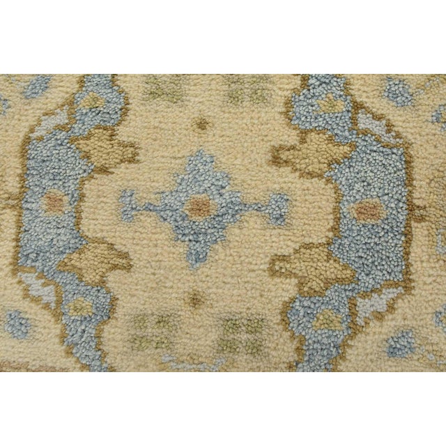 Textile Oushak Runner 2’7” X 8’1” Ivory Wool Tribal Hand-Knotted Oriental Rug For Sale - Image 7 of 12