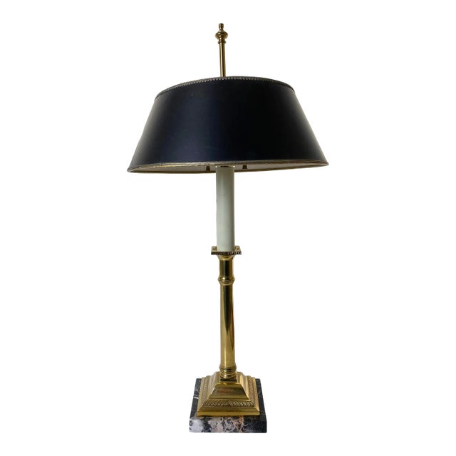 Vintage Mid 20th Century Desk Lamp in Brass and Marble For Sale