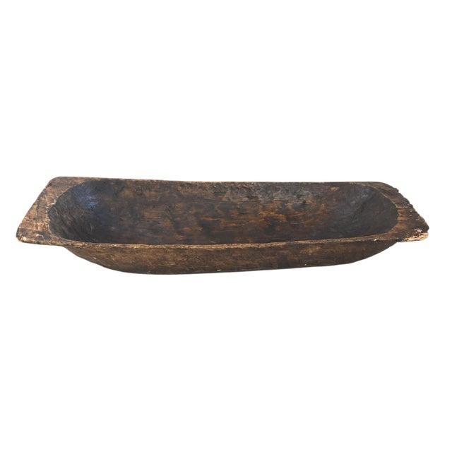Brown Antique Hand Carved Dough Harvest Bowl For Sale - Image 8 of 8