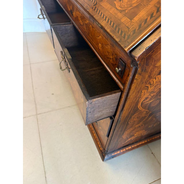 Brown Antique Dutch Marquetry Walnut Bureau Bookcase, 1780 For Sale - Image 8 of 18