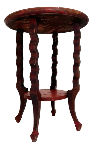 1890s Art Nouveau Style Primitive Antique Oxblood Red Lacquer Plant Stand